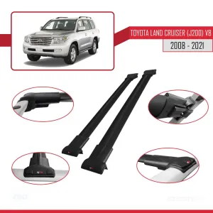 Toyota Land Cruiser (J200) V8 2008-2021 Arası ile Uyumlu FLY Model Ara Atkı Tavan Barı SİYAH thumb 5