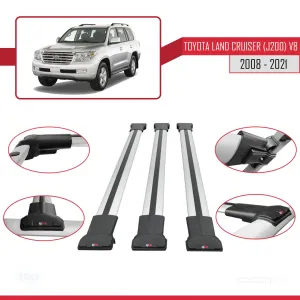 Toyota Land Cruiser (J200) V8 2008-2021 Arası ile Uyumlu FLY Model Ara Atkı Tavan Barı GRİ 3 ADET BAR thumb 5