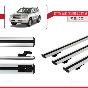 Toyota Land Cruiser (J200) V8 2008-2021 Arası ile uyumlu Basic Model Ara Atkı Tavan Barı GRİ 3 ADET - Görsel 3