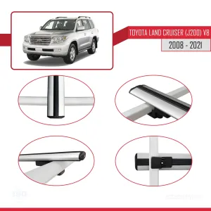 Toyota Land Cruiser (J200) V8 2008-2021 Arası ile uyumlu Basic Model Ara Atkı Tavan Barı GRİ 3 ADET - Görsel 4