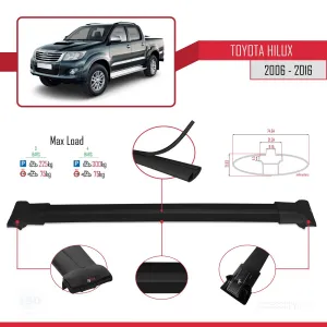 Toyota Hilux 2006-2016 Arası ile Uyumlu FLY Model Ara Atkı Tavan Barı SİYAH 3 ADET BAR thumb 4
