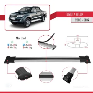 Toyota Hilux 2006-2016 Arası ile Uyumlu FLY Model Ara Atkı Tavan Barı GRİ 3 ADET BAR thumb 4