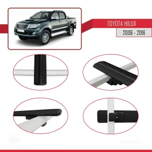 Toyota Hilux 2006-2016 Arası ile uyumlu Basic Model Ara Atkı Tavan Barı SİYAH 3 ADET thumb 4