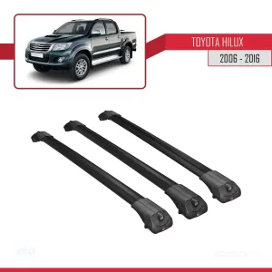 Toyota Hilux 2006-2016 Arası ile uyumlu ACE-1 Ara Atkı Tavan Barı SİYAH 3 ADET BAR thumb 3