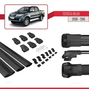 Toyota Hilux 2006-2016 Arası ile uyumlu ACE-1 Ara Atkı Tavan Barı SİYAH 3 ADET BAR thumb 5