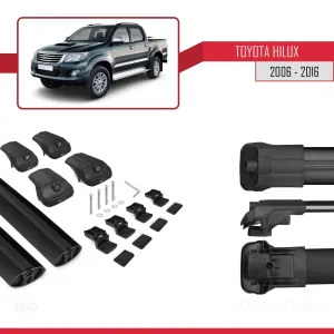 Toyota Hilux 2006-2016 Arası ile uyumlu ACE-1 Ara Atkı Tavan Barı SİYAH thumb 5