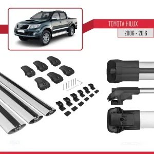 Toyota Hilux 2006-2016 Arası ile uyumlu ACE-1 Ara Atkı Tavan Barı GRİ 3 ADET BAR thumb 5