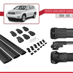 Toyota Highlander (XU40) 2008-2013 Arası ile uyumlu ACE-1 Ara Atkı Tavan Barı SİYAH 3 ADET BAR thumb 5