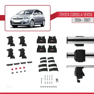 Toyota Corolla Verso 2004-2007 Arası ile uyumlu ACE-4 Ara Atkı Tavan Barı GRİ - Görsel 4