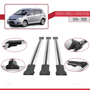 Toyota Corolla Verso (E120) 2004-2008 Arası ile Uyumlu FLY Model Ara Atkı Tavan Barı GRİ 3 ADET BAR - Görsel 5