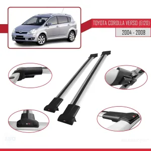 Toyota Corolla Verso (E120) 2004-2008 Arası ile Uyumlu FLY Model Ara Atkı Tavan Barı GRİ - Görsel 5