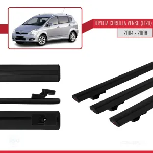 Toyota Corolla Verso (E120) 2004-2008 Arası ile uyumlu Basic Model Ara Atkı Tavan Barı SİYAH 3 ADET thumb 3