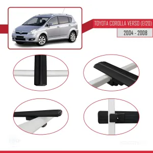 Toyota Corolla Verso (E120) 2004-2008 Arası ile uyumlu Basic Model Ara Atkı Tavan Barı SİYAH 3 ADET thumb 4