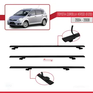 Toyota Corolla Verso (E120) 2004-2008 Arası ile uyumlu Basic Model Ara Atkı Tavan Barı SİYAH 3 ADET thumb 5