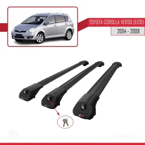 Toyota Corolla Verso (E120) 2004-2008 Arası ile uyumlu ACE-1 Ara Atkı Tavan Barı SİYAH 3 ADET BAR thumb 4