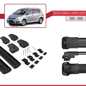Toyota Corolla Verso (E120) 2004-2008 Arası ile uyumlu ACE-1 Ara Atkı Tavan Barı SİYAH - Görsel 5