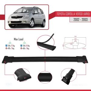 Toyota Corolla Verso (AR10) 2002-2003 Arası ile Uyumlu FLY Model Ara Atkı Tavan Barı SİYAH 3 ADET BAR thumb 4