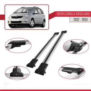 Toyota Corolla Verso (AR10) 2002-2003 Arası ile Uyumlu FLY Model Ara Atkı Tavan Barı GRİ - Görsel 5