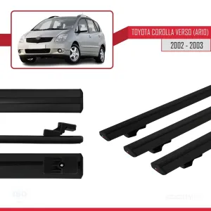 Toyota Corolla Verso (AR10) 2002-2003 Arası ile uyumlu Basic Model Ara Atkı Tavan Barı SİYAH 3 ADET thumb 3