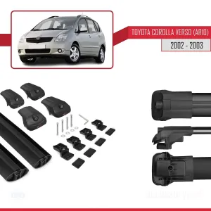 Toyota Corolla Verso (AR10) 2002-2003 Arası ile uyumlu ACE-1 Ara Atkı Tavan Barı SİYAH - Görsel 5