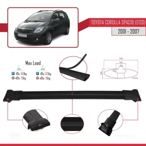 Toyota Corolla Spacio (E120) 2001-2007 Arası ile Uyumlu FLY Model Ara Atkı Tavan Barı SİYAH thumb 4