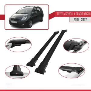 Toyota Corolla Spacio (E120) 2001-2007 Arası ile Uyumlu FLY Model Ara Atkı Tavan Barı SİYAH thumb 5