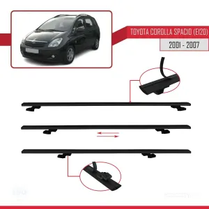 Toyota Corolla Spacio (E120) 2001-2007 Arası ile uyumlu Basic Model Ara Atkı Tavan Barı SİYAH 3 ADET thumb 5