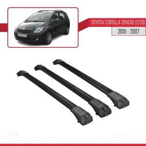 Toyota Corolla Spacio (E120) 2001-2007 Arası ile uyumlu ACE-1 Ara Atkı Tavan Barı SİYAH 3 ADET BAR - Görsel 3