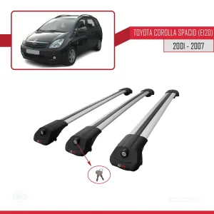Toyota Corolla Spacio (E120) 2001-2007 Arası ile uyumlu ACE-1 Ara Atkı Tavan Barı GRİ 3 ADET BAR thumb 4