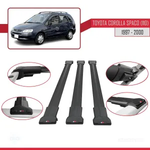 Toyota Corolla Spacio (E110) 1997-2000 Arası ile Uyumlu FLY Model Ara Atkı Tavan Barı SİYAH 3 ADET BAR - Görsel 5