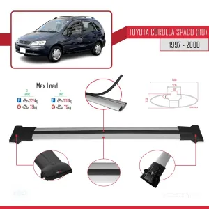 Toyota Corolla Spacio (E110) 1997-2000 Arası ile Uyumlu FLY Model Ara Atkı Tavan Barı GRİ 3 ADET BAR - Görsel 4