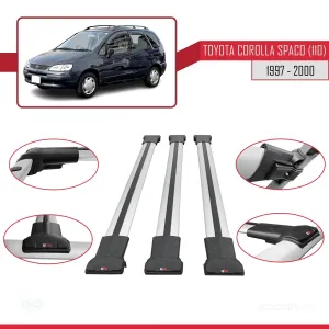 Toyota Corolla Spacio (E110) 1997-2000 Arası ile Uyumlu FLY Model Ara Atkı Tavan Barı GRİ 3 ADET BAR - Görsel 5