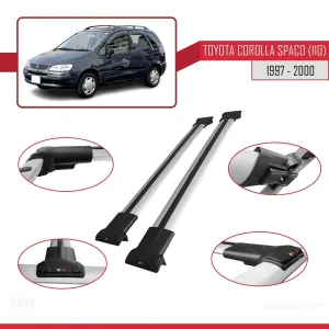 Toyota Corolla Spacio (E110) 1997-2000 Arası ile Uyumlu FLY Model Ara Atkı Tavan Barı GRİ thumb 5