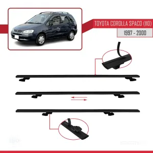 Toyota Corolla Spacio (E110) 1997-2000 Arası ile uyumlu Basic Model Ara Atkı Tavan Barı SİYAH 3 ADET thumb 5
