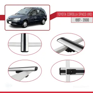 Toyota Corolla Spacio (E110) 1997-2000 Arası ile uyumlu Basic Model Ara Atkı Tavan Barı GRİ 3 ADET thumb 4