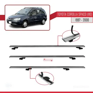 Toyota Corolla Spacio (E110) 1997-2000 Arası ile uyumlu Basic Model Ara Atkı Tavan Barı GRİ 3 ADET thumb 5