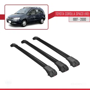 Toyota Corolla Spacio (E110) 1997-2000 Arası ile uyumlu ACE-1 Ara Atkı Tavan Barı SİYAH 3 ADET BAR - Görsel 3