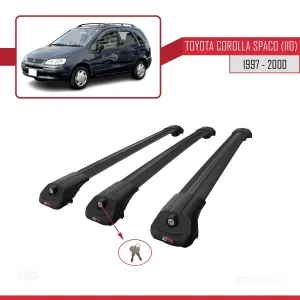 Toyota Corolla Spacio (E110) 1997-2000 Arası ile uyumlu ACE-1 Ara Atkı Tavan Barı SİYAH 3 ADET BAR - Görsel 4