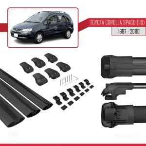 Toyota Corolla Spacio (E110) 1997-2000 Arası ile uyumlu ACE-1 Ara Atkı Tavan Barı SİYAH 3 ADET BAR - Görsel 5