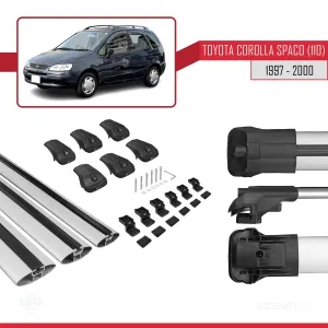 Toyota Corolla Spacio (E110) 1997-2000 Arası ile uyumlu ACE-1 Ara Atkı Tavan Barı GRİ 3 ADET BAR - Görsel 5