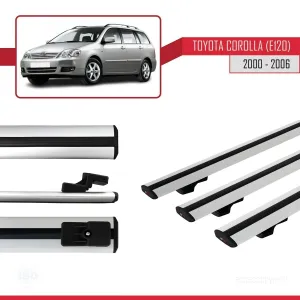 Toyota Corolla (E120) 2000-2006 Arası ile uyumlu Basic Model Ara Atkı Tavan Barı GRİ 3 ADET thumb 3