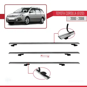 Toyota Corolla (E120) 2000-2006 Arası ile uyumlu Basic Model Ara Atkı Tavan Barı GRİ 3 ADET thumb 5