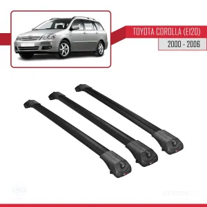 Toyota Corolla (E120) 2000-2006 Arası ile uyumlu ACE-1 Ara Atkı Tavan Barı SİYAH 3 ADET BAR thumb 3