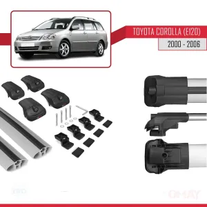 Toyota Corolla (E120) 2000-2006 Arası ile uyumlu ACE-1 Ara Atkı Tavan Barı GRİ - Görsel 5