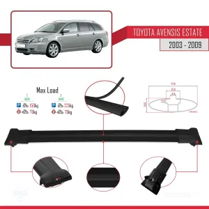 Toyota Avensis SW 2003-2009 Arası ile uyumlu FLY Model Ara Atkı Tavan Barı SİYAH thumb 4