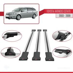 Toyota Avensis SW 2003-2009 Arası ile Uyumlu FLY Model Ara Atkı Tavan Barı GRİ 3 ADET BAR thumb 5