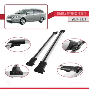 Toyota Avensis SW 2003-2009 Arası ile uyumlu FLY Model Ara Atkı Tavan Barı GRİ thumb 5