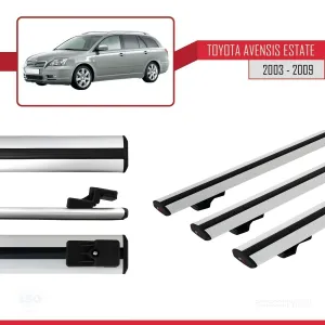 Toyota Avensis SW 2003-2009 Arası ile uyumlu Basic Model Ara Atkı Tavan Barı GRİ 3 ADET - Görsel 3