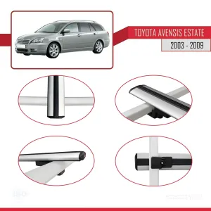 Toyota Avensis SW 2003-2009 Arası ile uyumlu Basic Model Ara Atkı Tavan Barı GRİ 3 ADET - Görsel 4