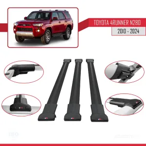 Toyota 4Runner (N280) 2010 ve Sonrası ile Uyumlu FLY Model Ara Atkı Tavan Barı SİYAH 3 ADET BAR thumb 5